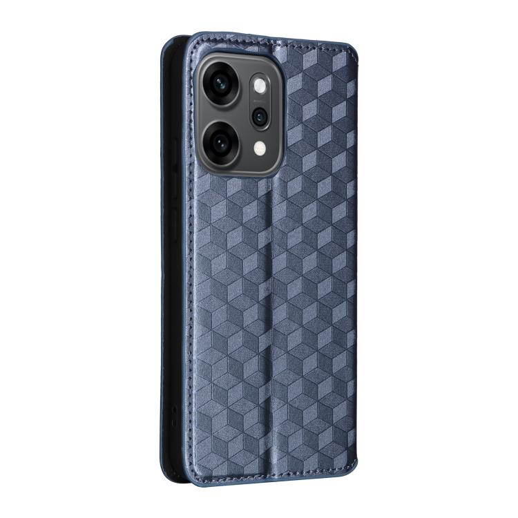 For OPPO Reno14 Global Cubic Grid Texture Flip Leather Phone Case