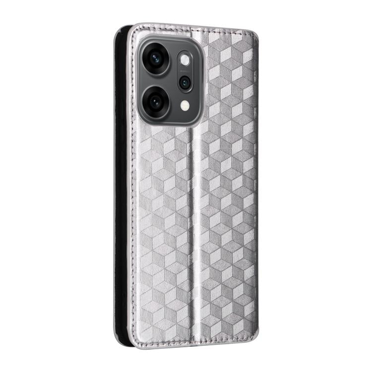 For OPPO Reno14 Global Cubic Grid Texture Flip Leather Phone Case