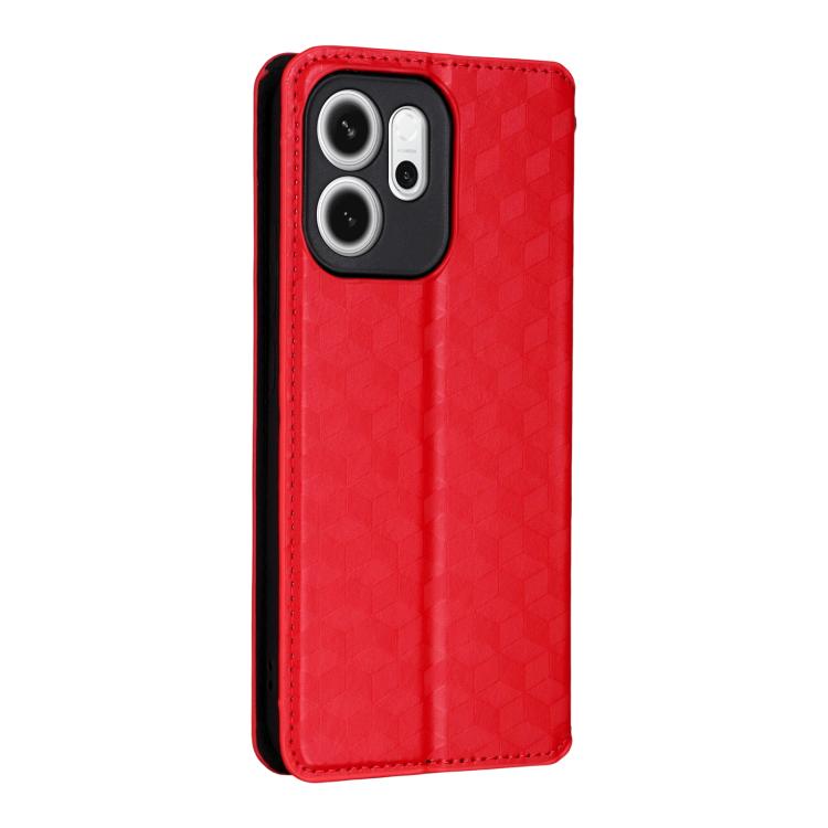 For OPPO Reno14 F 5G Cubic Grid Texture Flip Leather Phone Case