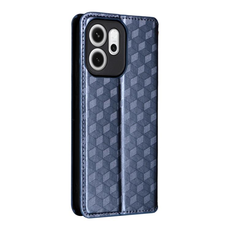 For OPPO Reno14 F 5G Cubic Grid Texture Flip Leather Phone Case