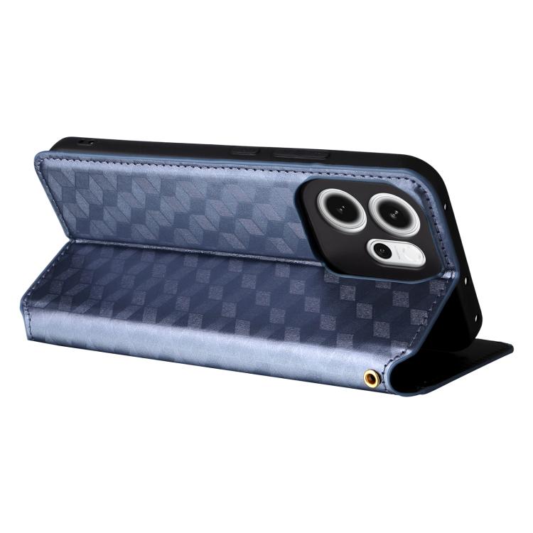 For OPPO Reno14 F 5G Cubic Grid Texture Flip Leather Phone Case