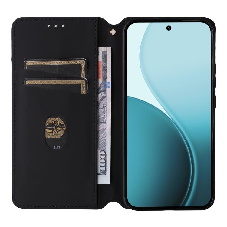 For OPPO Reno14 F 5G Cubic Grid Texture Flip Leather Phone Case
