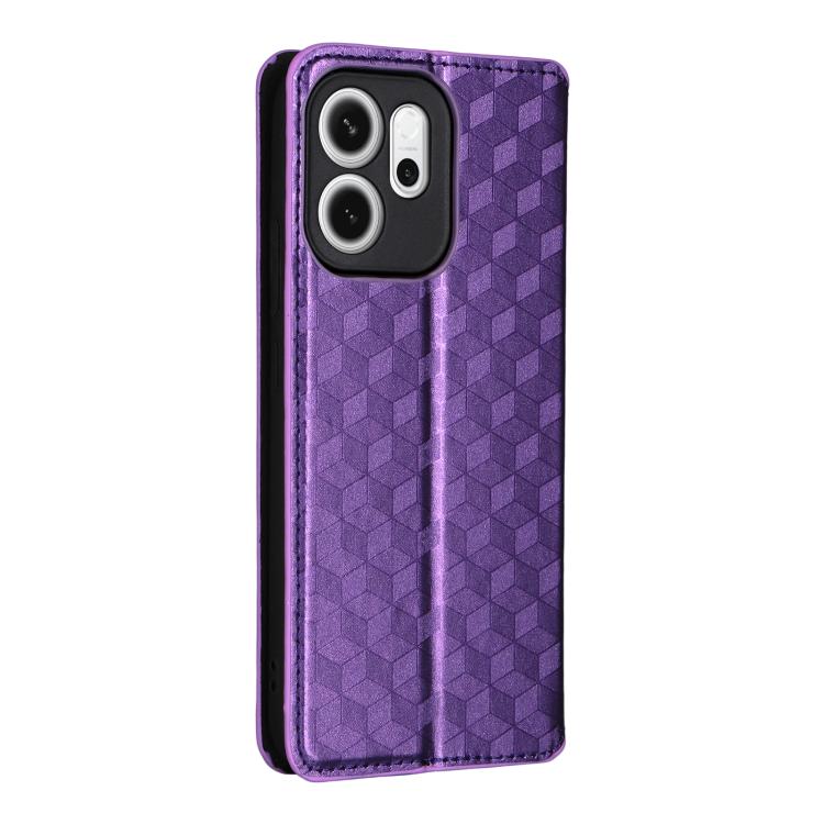 For OPPO Reno14 F 5G Cubic Grid Texture Flip Leather Phone Case