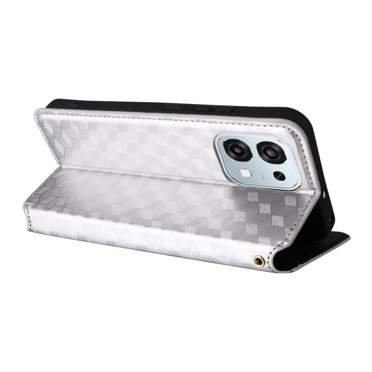 For OPPO A6 Pro 5G / 4G Global / F31 5G Cubic Grid Texture Flip Leather Phone Case
