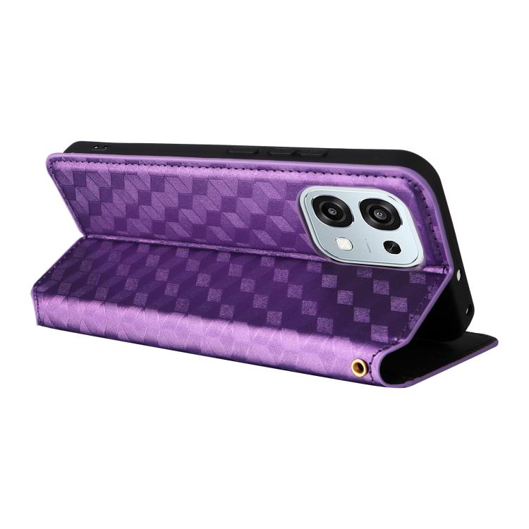 For OPPO A6 Pro 5G / 4G Global / F31 5G Cubic Grid Texture Flip Leather Phone Case