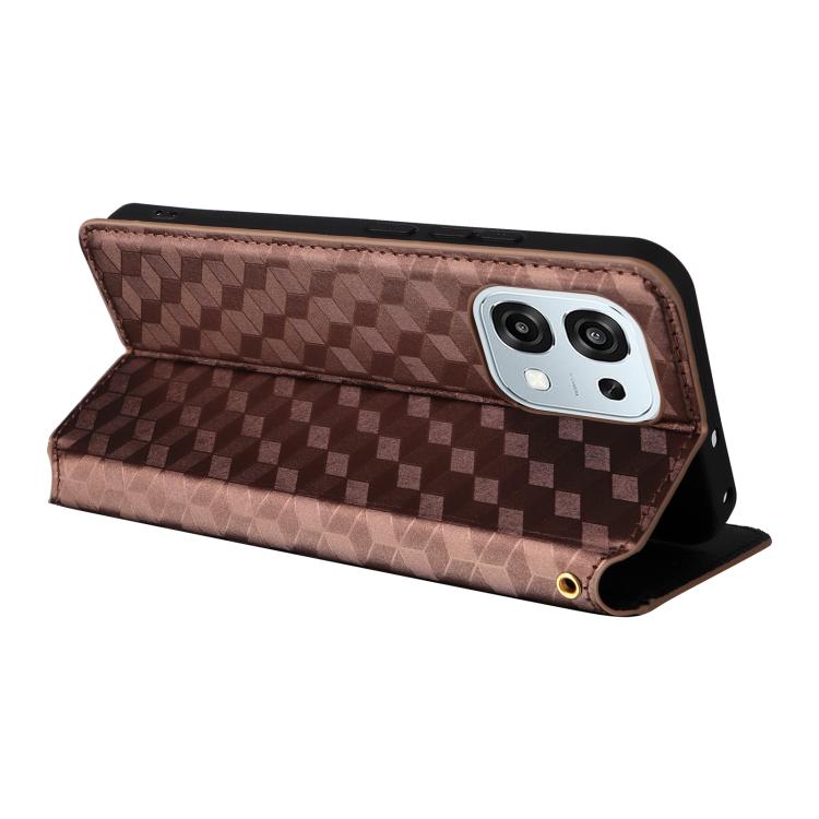For OPPO A6 Pro 5G / 4G Global / F31 5G Cubic Grid Texture Flip Leather Phone Case
