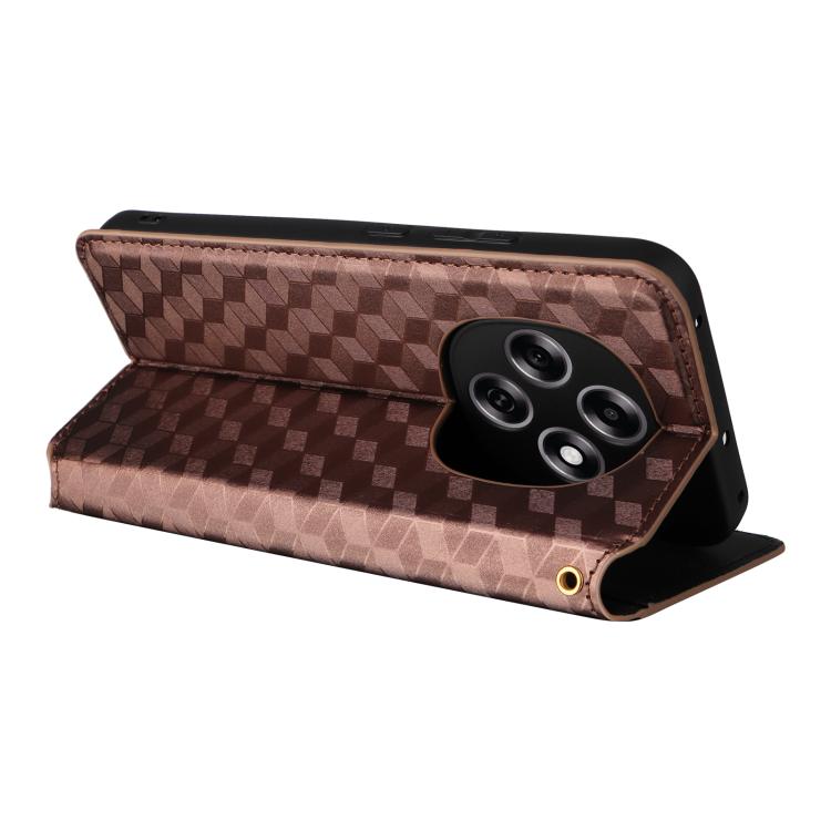 For OPPO F31 Pro 5G Cubic Grid Texture Flip Leather Phone Case