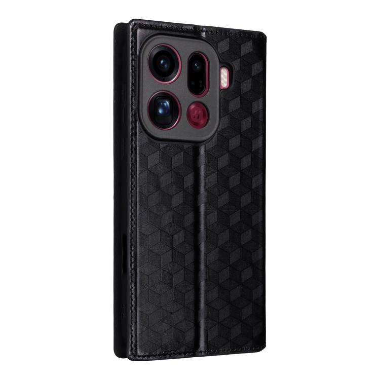 For OPPO Find X9 Pro Cubic Grid Texture Flip Leather Phone Case