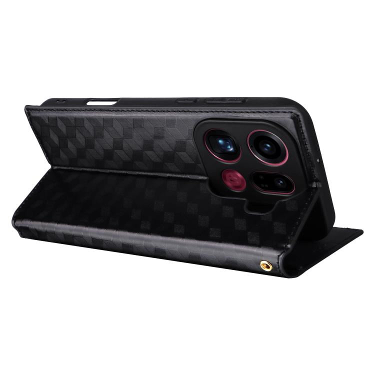 For OPPO Find X9 Pro Cubic Grid Texture Flip Leather Phone Case