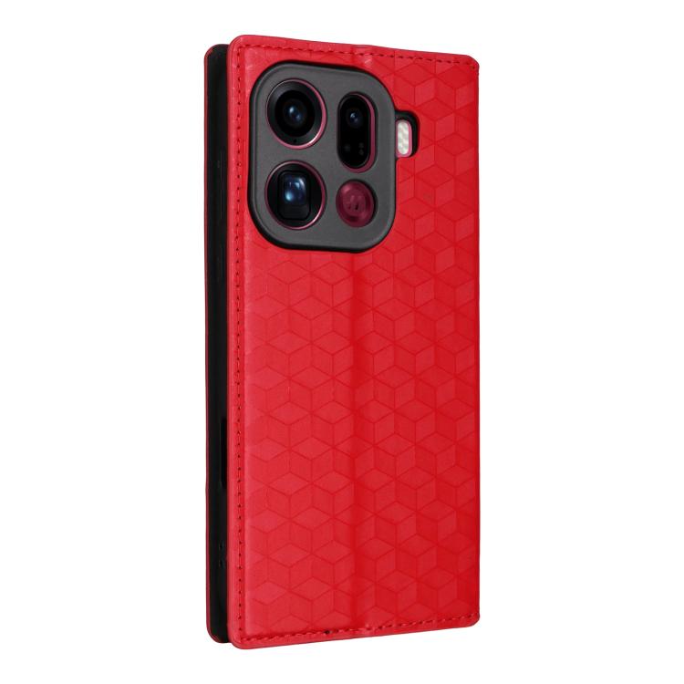 For OPPO Find X9 Pro Cubic Grid Texture Flip Leather Phone Case