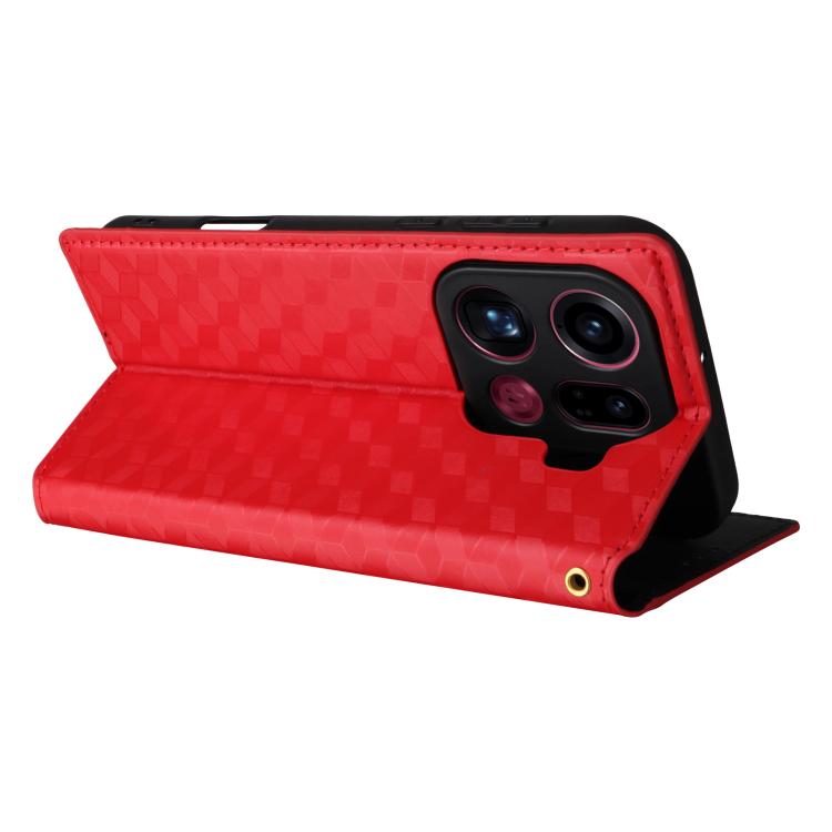 For OPPO Find X9 Pro Cubic Grid Texture Flip Leather Phone Case
