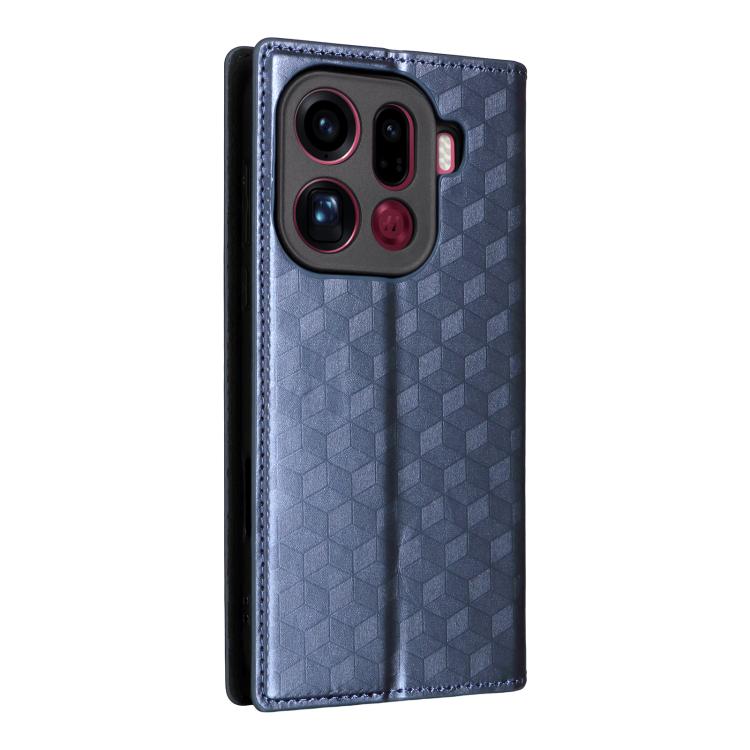 For OPPO Find X9 Pro Cubic Grid Texture Flip Leather Phone Case