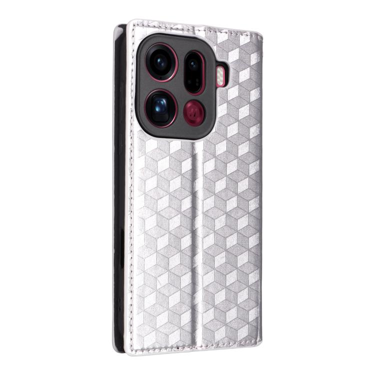 For OPPO Find X9 Pro Cubic Grid Texture Flip Leather Phone Case