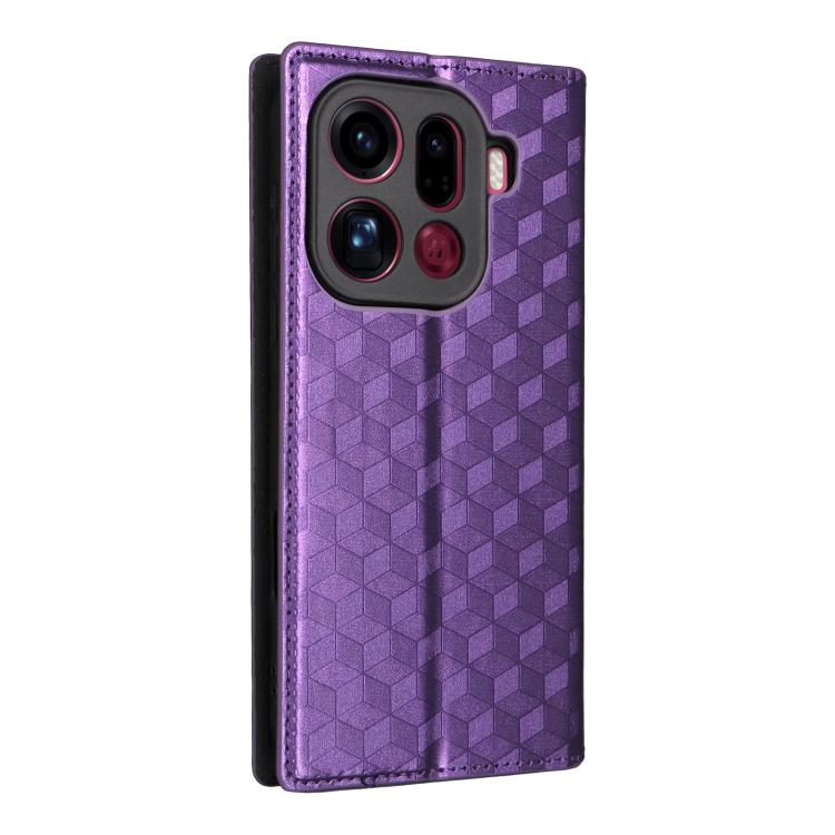 For OPPO Find X9 Pro Cubic Grid Texture Flip Leather Phone Case