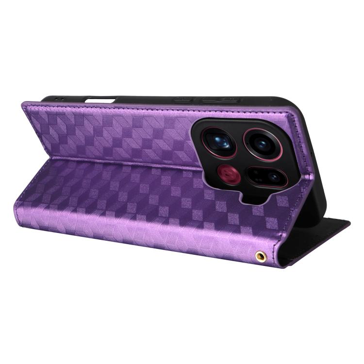 For OPPO Find X9 Pro Cubic Grid Texture Flip Leather Phone Case