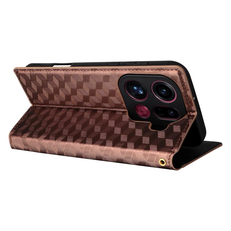 For OPPO Find X9 Pro Cubic Grid Texture Flip Leather Phone Case