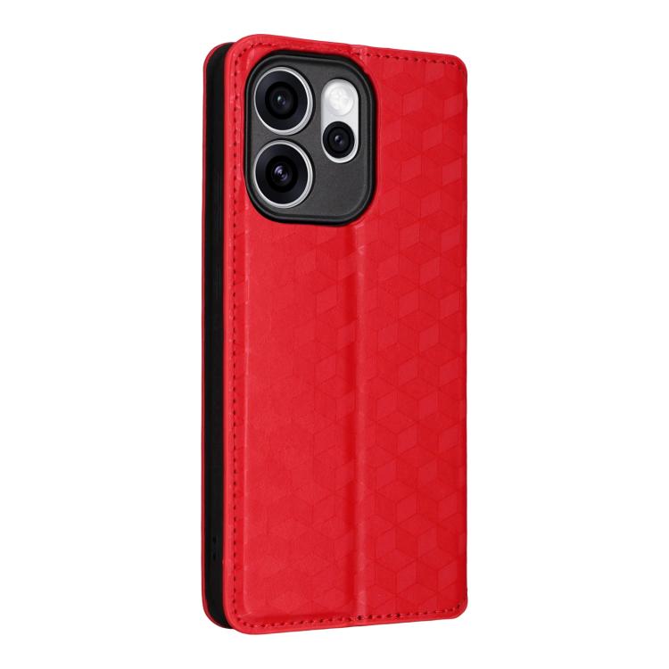 For OPPO Reno15 Pro 5G Global Cubic Grid Texture Flip Leather Phone Case