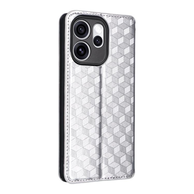 For OPPO Reno15 Pro 5G Global Cubic Grid Texture Flip Leather Phone Case