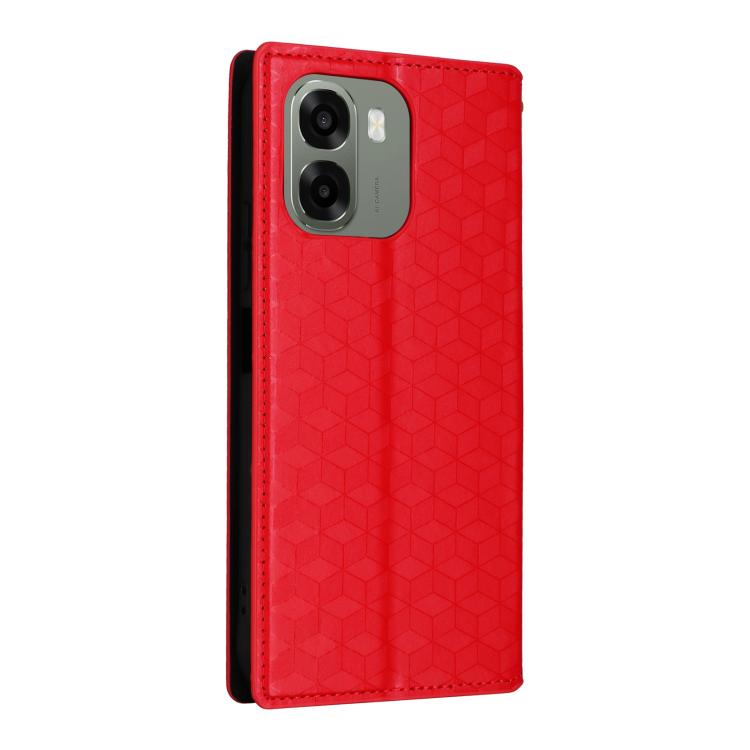 For OPPO A6X 4G / 5G / A6 5G Global Cubic Grid Texture Flip Leather Phone Case