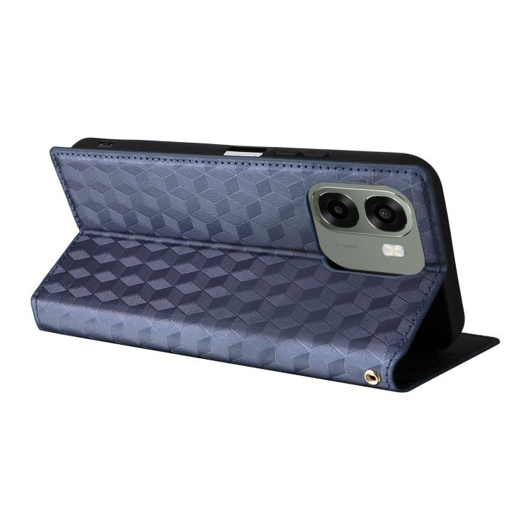For OPPO A6X 4G / 5G / A6 5G Global Cubic Grid Texture Flip Leather Phone Case