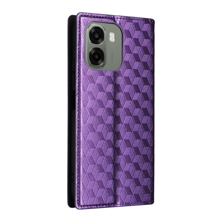 For OPPO A6X 4G / 5G / A6 5G Global Cubic Grid Texture Flip Leather Phone Case