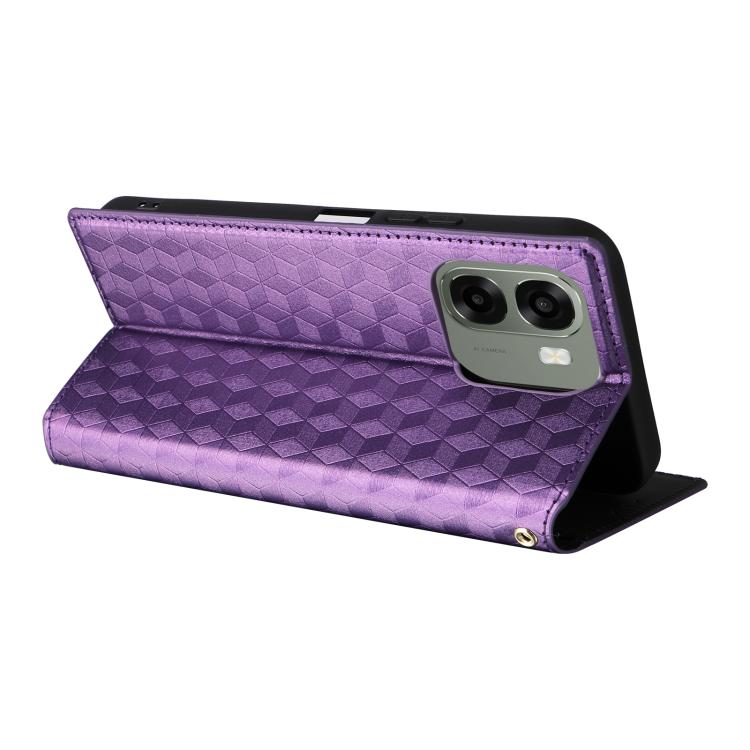 For OPPO A6X 4G / 5G / A6 5G Global Cubic Grid Texture Flip Leather Phone Case