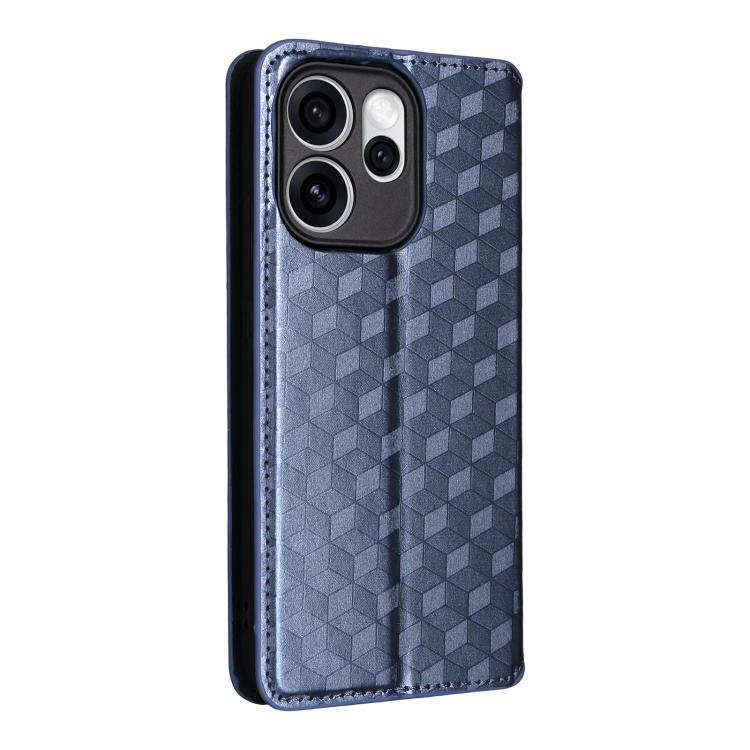 For OPPO Reno15 Pro Max 5G Global Cubic Grid Texture Flip Leather Phone Case
