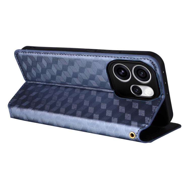 For OPPO Reno15 Pro Max 5G Global Cubic Grid Texture Flip Leather Phone Case