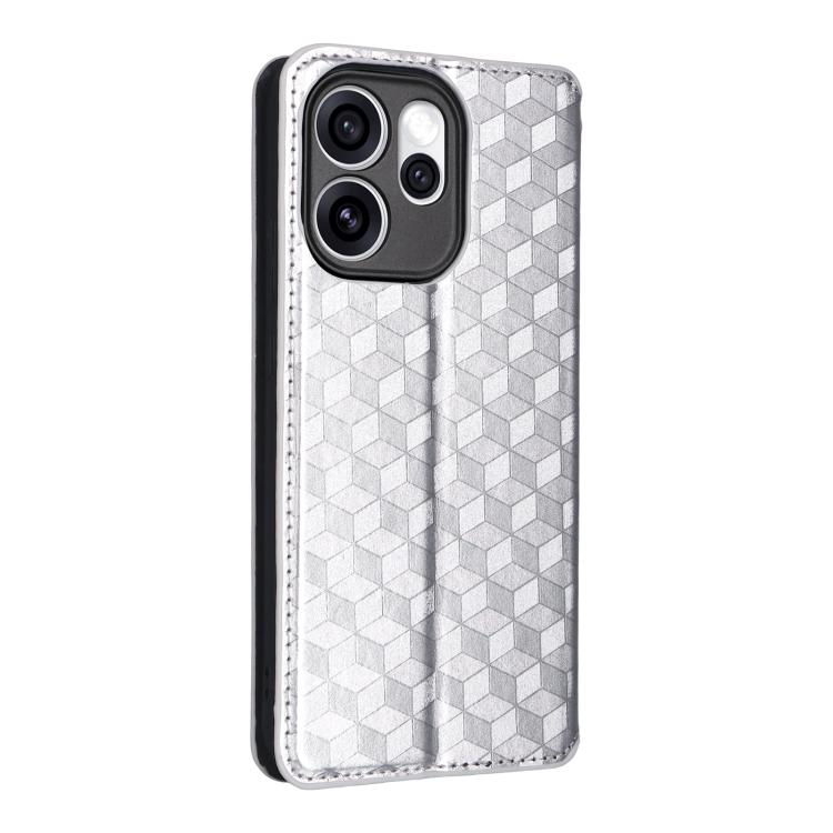 For OPPO Reno15 Pro Max 5G Global Cubic Grid Texture Flip Leather Phone Case