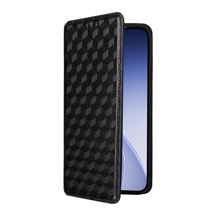 For OPPO Reno15 F 5G Cubic Grid Texture Flip Leather Phone Case