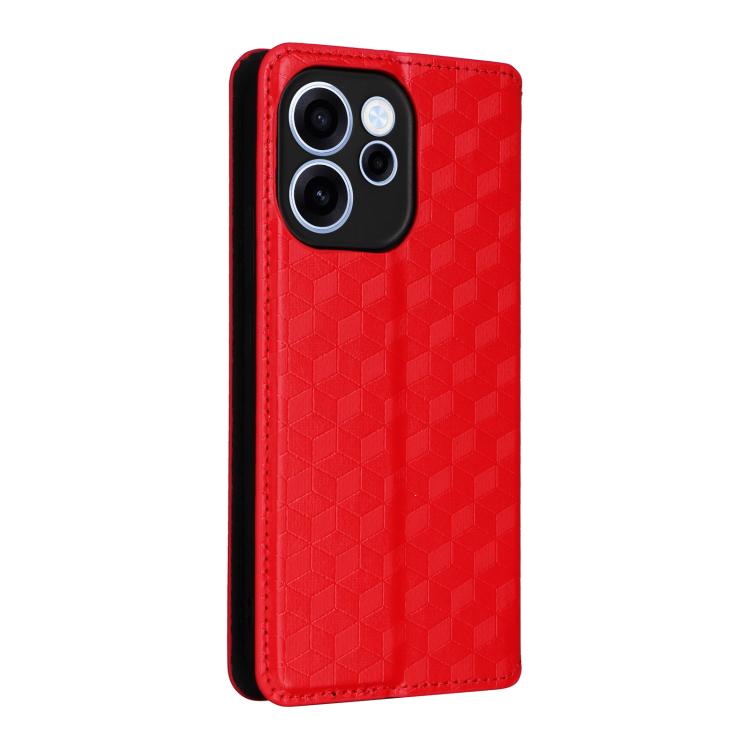 For OPPO Reno15 F 5G Cubic Grid Texture Flip Leather Phone Case