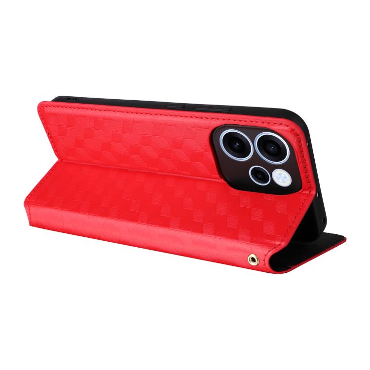 For OPPO Reno15 F 5G Cubic Grid Texture Flip Leather Phone Case