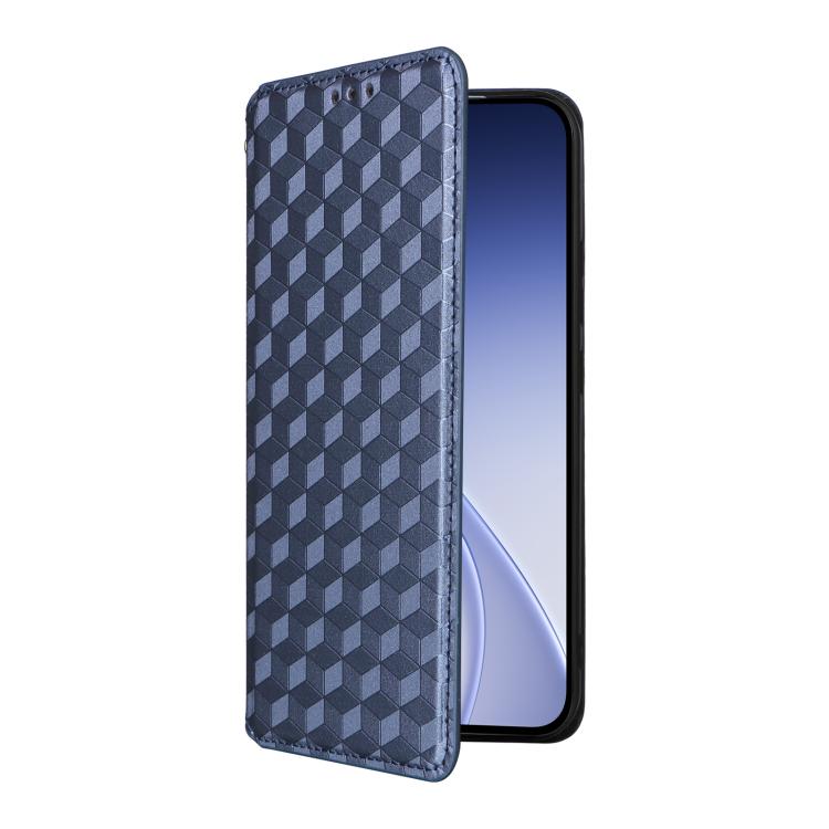 For OPPO Reno15 F 5G Cubic Grid Texture Flip Leather Phone Case
