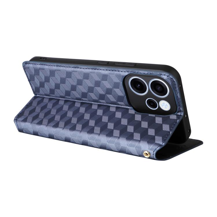 For OPPO Reno15 F 5G Cubic Grid Texture Flip Leather Phone Case