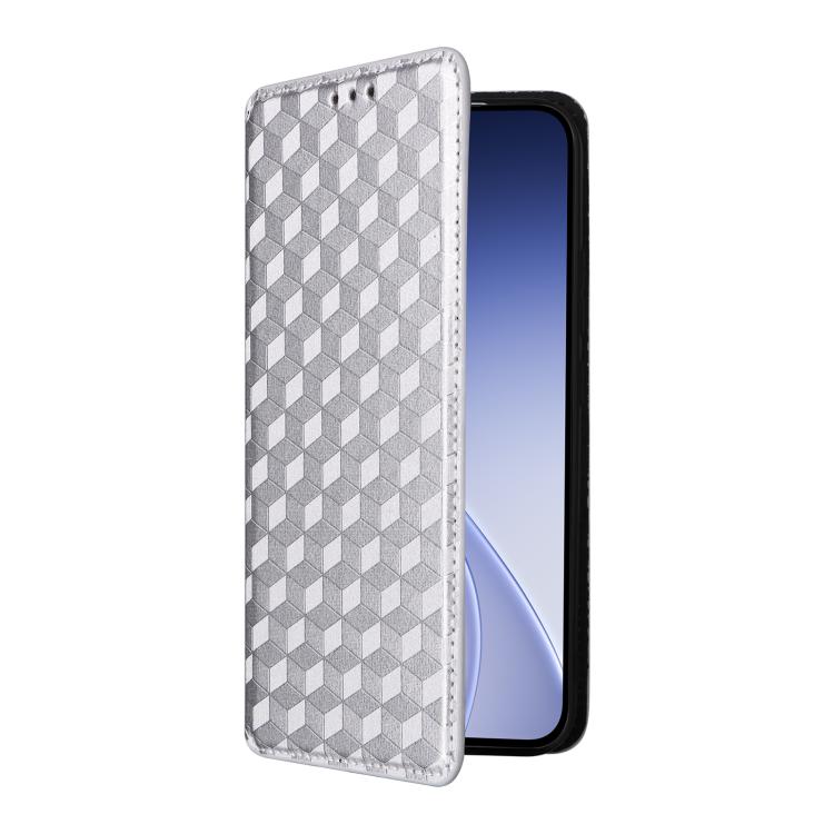 For OPPO Reno15 F 5G Cubic Grid Texture Flip Leather Phone Case