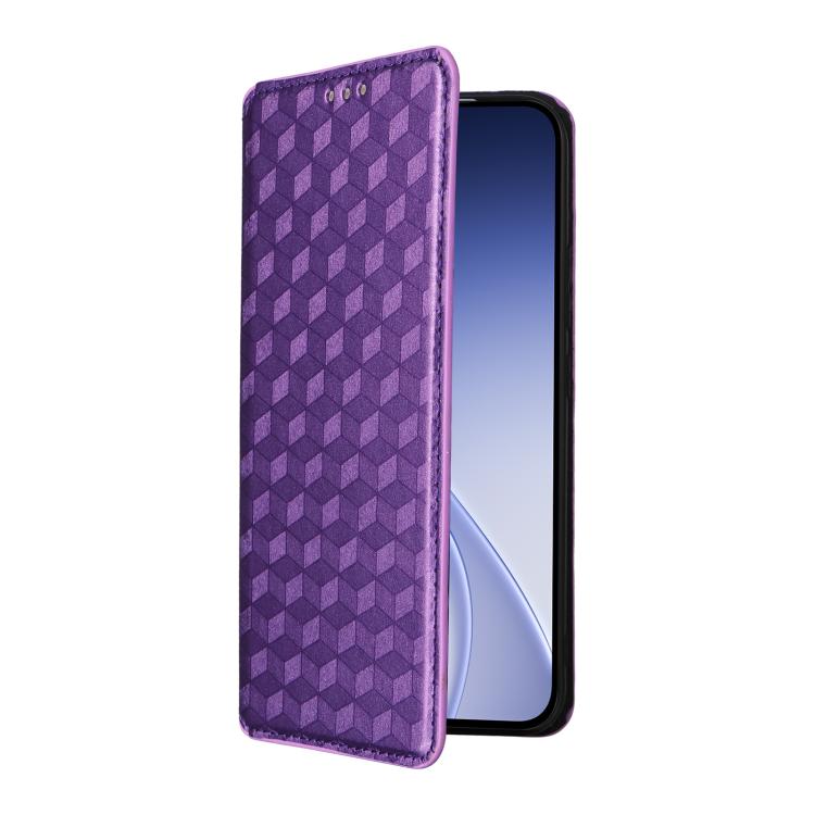 For OPPO Reno15 F 5G Cubic Grid Texture Flip Leather Phone Case