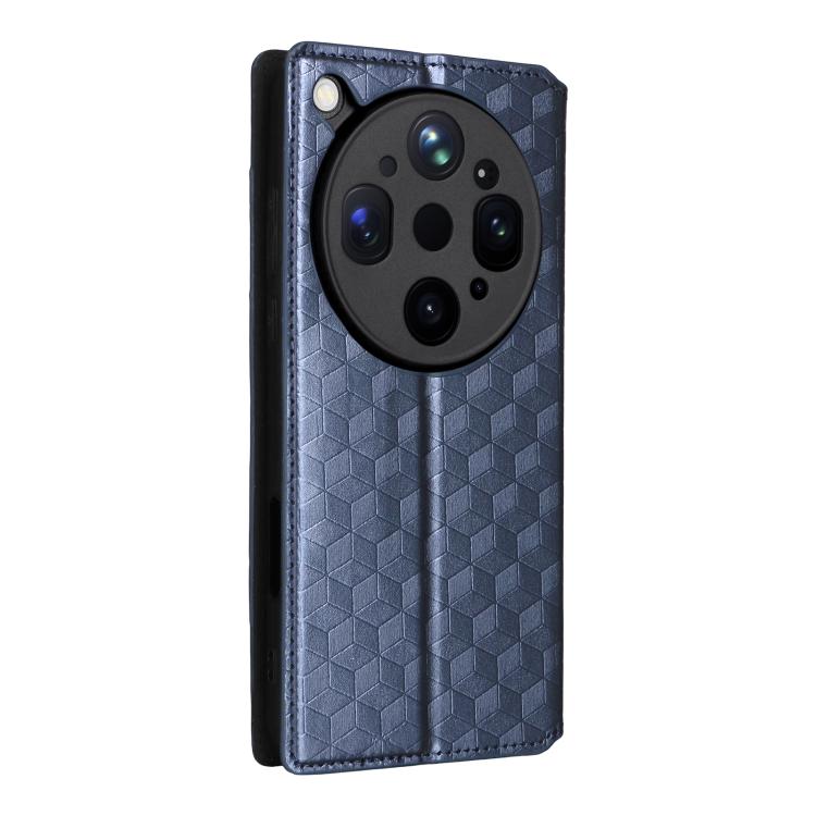 For OPPO Find X9 Ultra 5G Cubic Grid Texture Flip Leather Phone Case