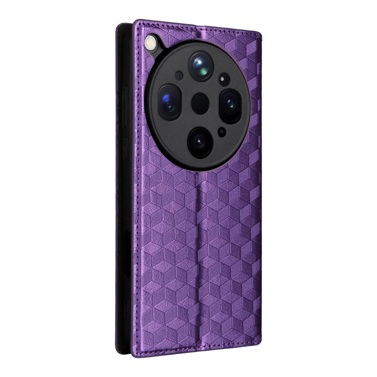 For OPPO Find X9 Ultra 5G Cubic Grid Texture Flip Leather Phone Case