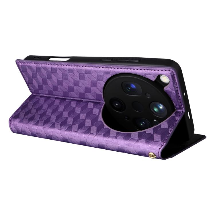 For OPPO Find X9 Ultra 5G Cubic Grid Texture Flip Leather Phone Case