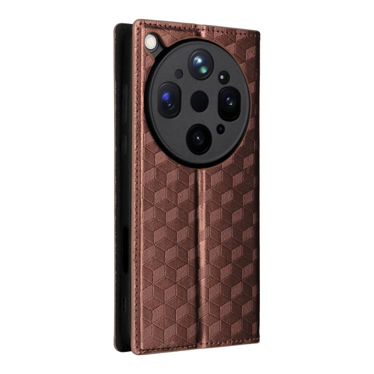 For OPPO Find X9 Ultra 5G Cubic Grid Texture Flip Leather Phone Case