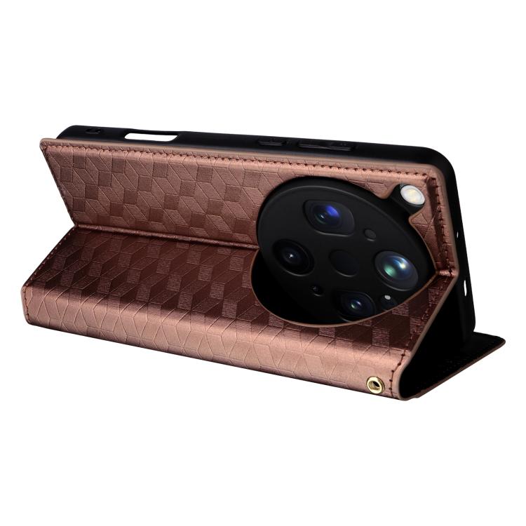 For OPPO Find X9 Ultra 5G Cubic Grid Texture Flip Leather Phone Case