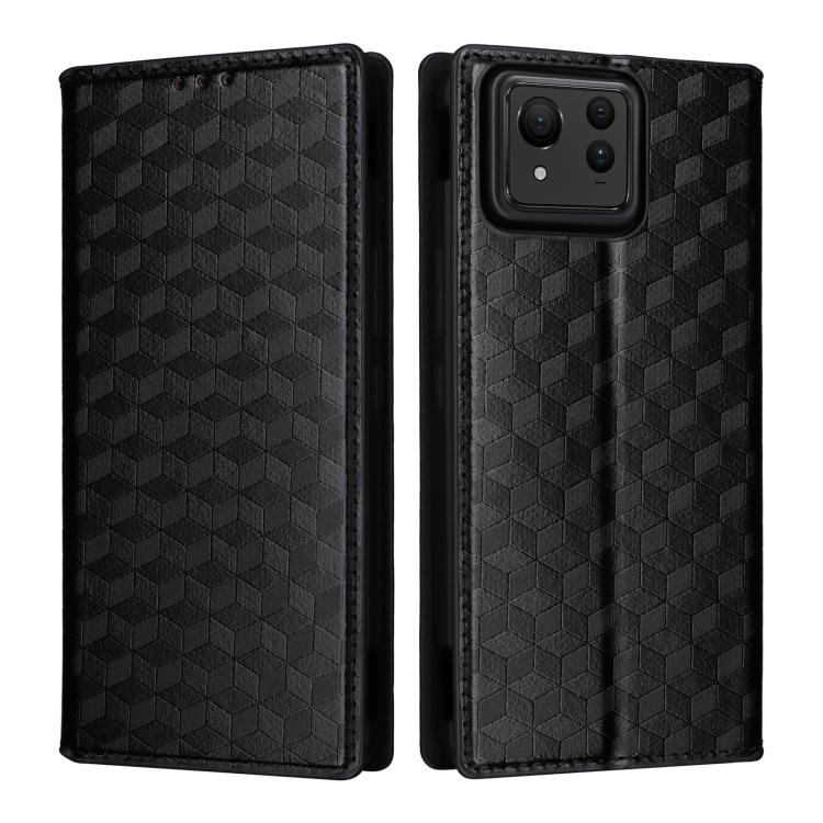 For Asus Zenfone 11 Ultra Cubic Grid Texture Flip Leather Phone Case