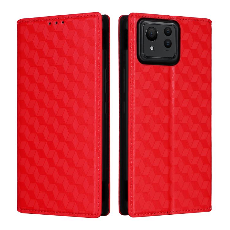For Asus Zenfone 11 Ultra Cubic Grid Texture Flip Leather Phone Case