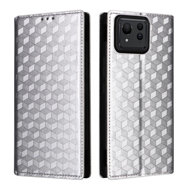 For Asus Zenfone 11 Ultra Cubic Grid Texture Flip Leather Phone Case