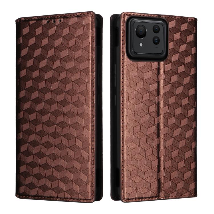 For Asus Zenfone 11 Ultra Cubic Grid Texture Flip Leather Phone Case