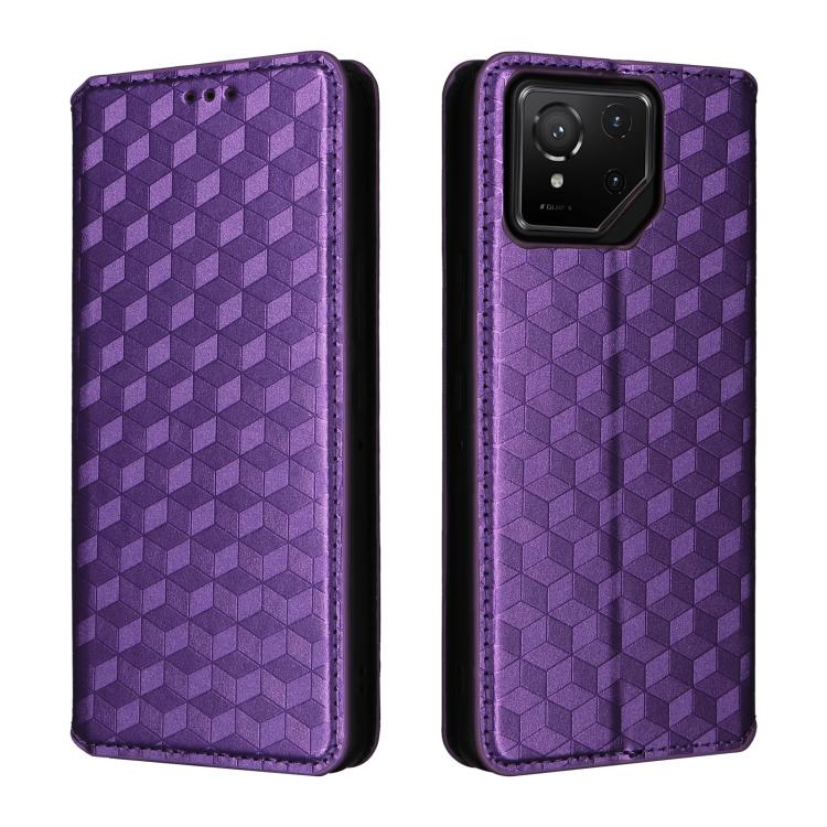 For Asus ROG Phone 9 / ROG Phone 9 Pro Cubic Grid Texture Flip Leather Phone Case