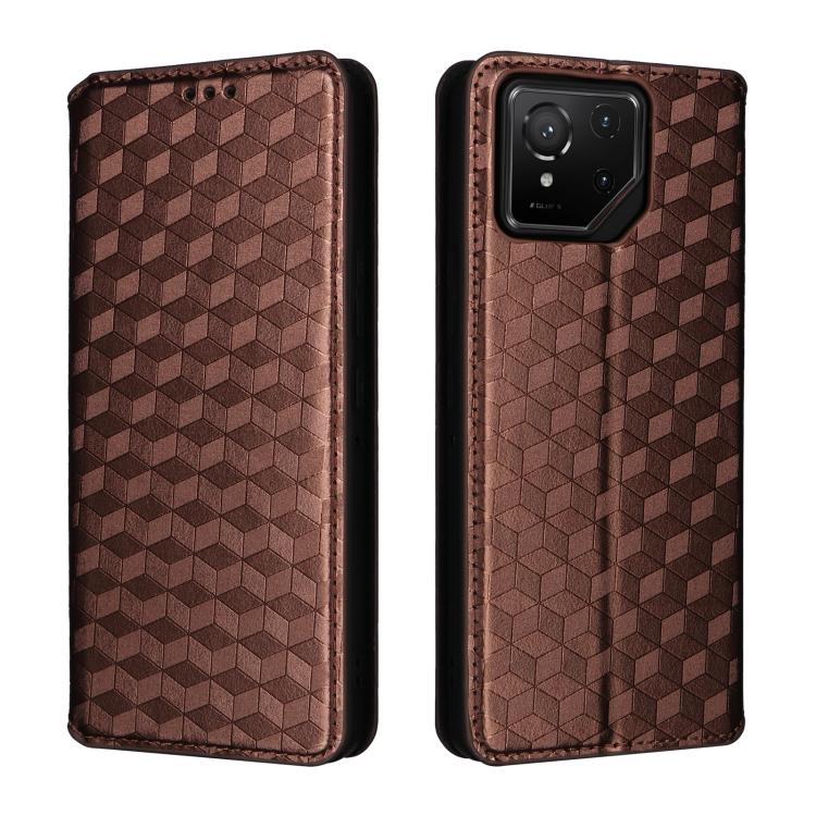 For Asus ROG Phone 9 / ROG Phone 9 Pro Cubic Grid Texture Flip Leather Phone Case