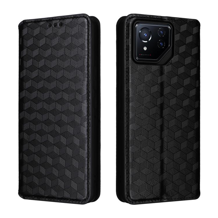 For Asus ROG Phone 8 / ROG Phone 8 Pro Cubic Grid Texture Flip Leather Phone Case