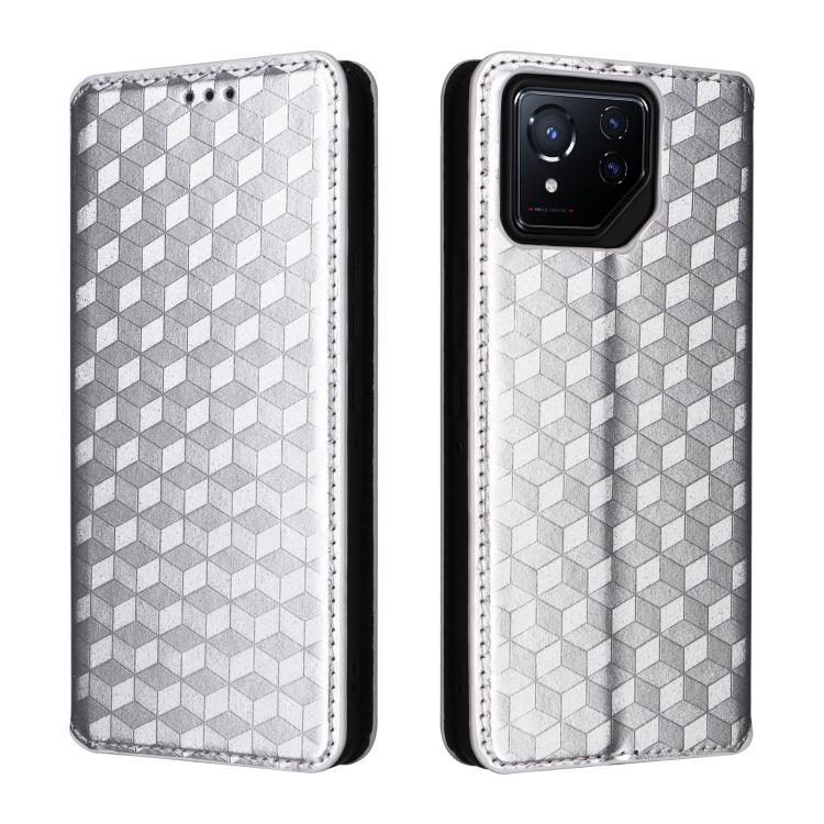 For Asus ROG Phone 8 / ROG Phone 8 Pro Cubic Grid Texture Flip Leather Phone Case