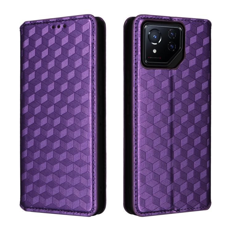 For Asus ROG Phone 8 / ROG Phone 8 Pro Cubic Grid Texture Flip Leather Phone Case